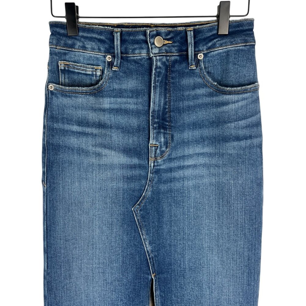 Good American Slit Front Denim Midi Jean Pencil Skirt in Blue691 Size 4 / 27 - Picture 2 of 10